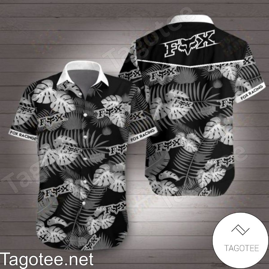 Fox Racing Tropical Palm Leaves Black Hawaiian Shirt