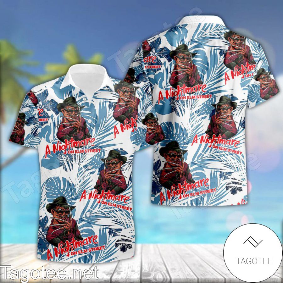Freddy Krueger Nightmare Tropical Blue Palm Leaves Hawaiian Shirt And Short