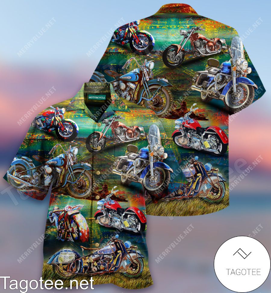 Freedom Is A Full Tank Motorcycles Colorful Hawaiian Shirt