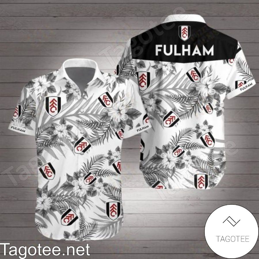 Fulham Black Tropical Floral White Hawaiian Shirt