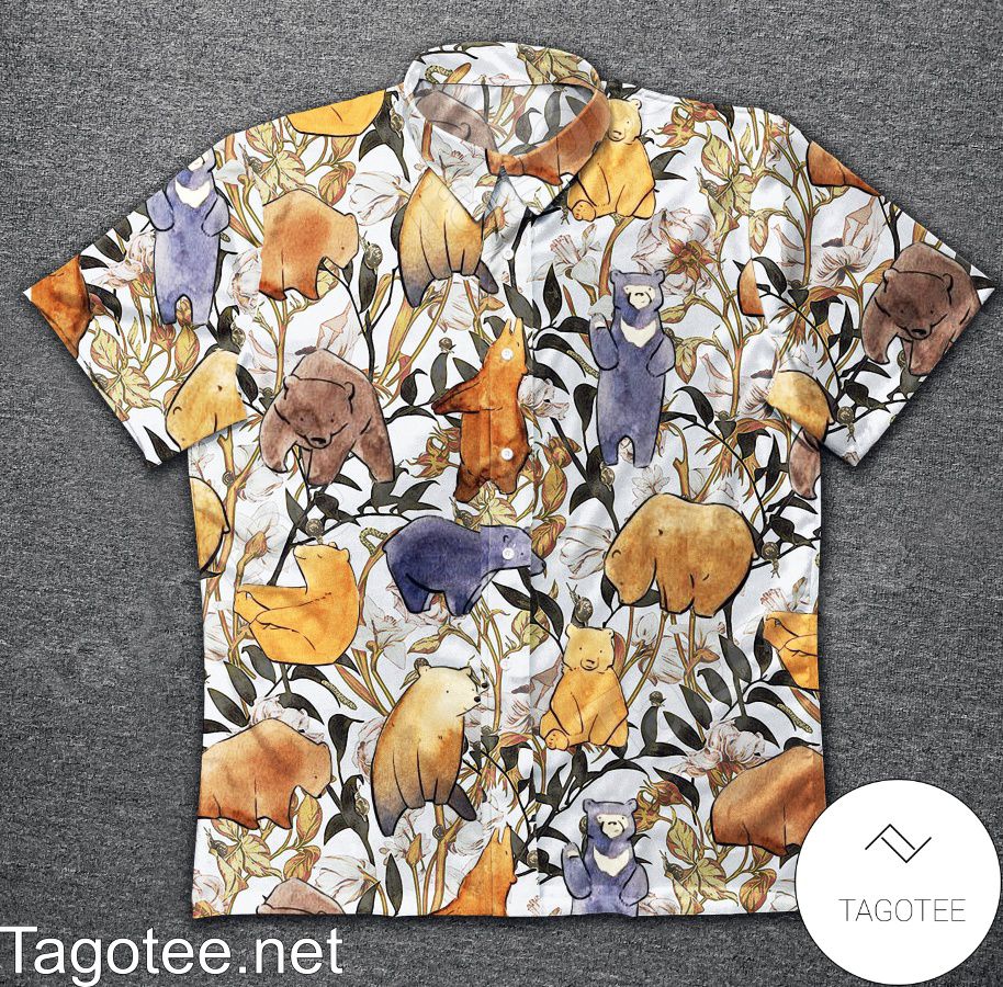 Funny Bear Tropical Pattern Hawaiian Shirt