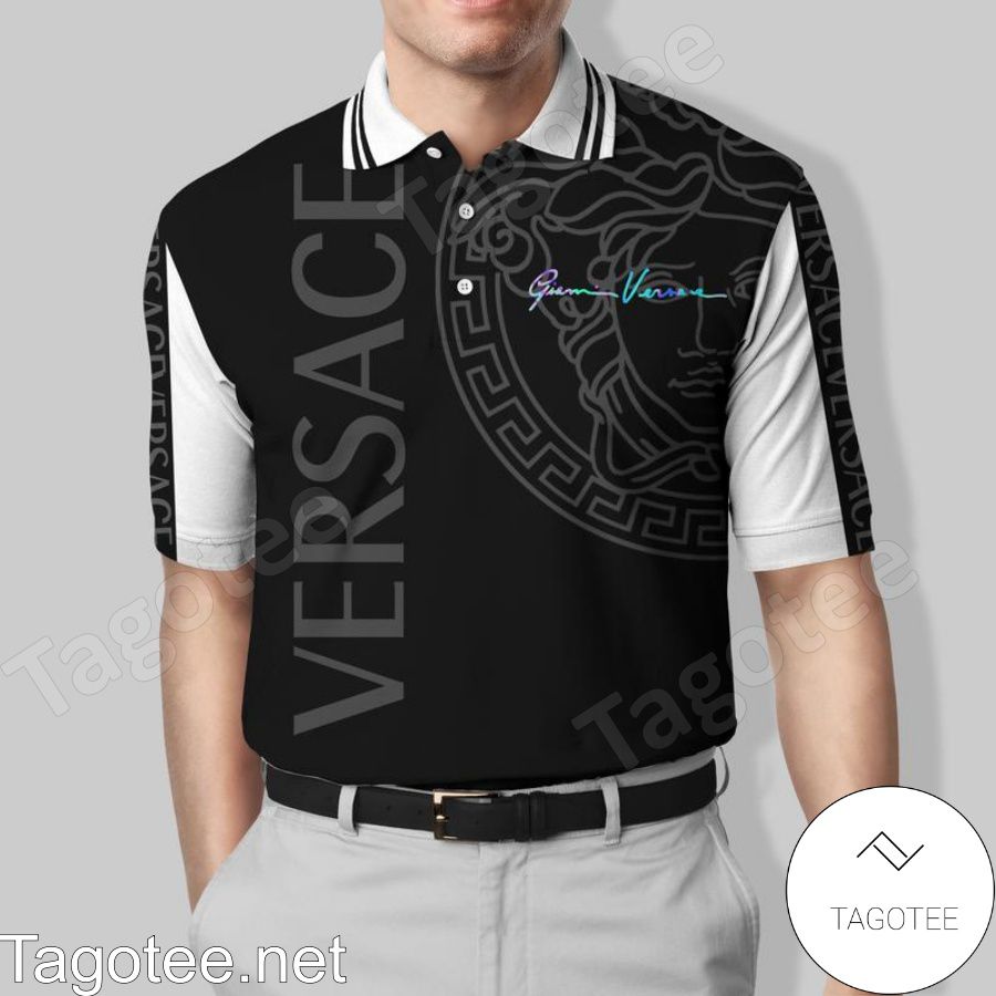 Gianni Versace Medusa Luxury Brand Black Polo Shirt