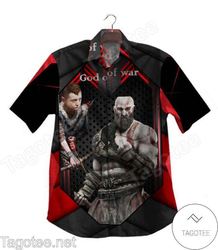 God Of War Kratos And Atreus Red And Black Hawaiian Shirt