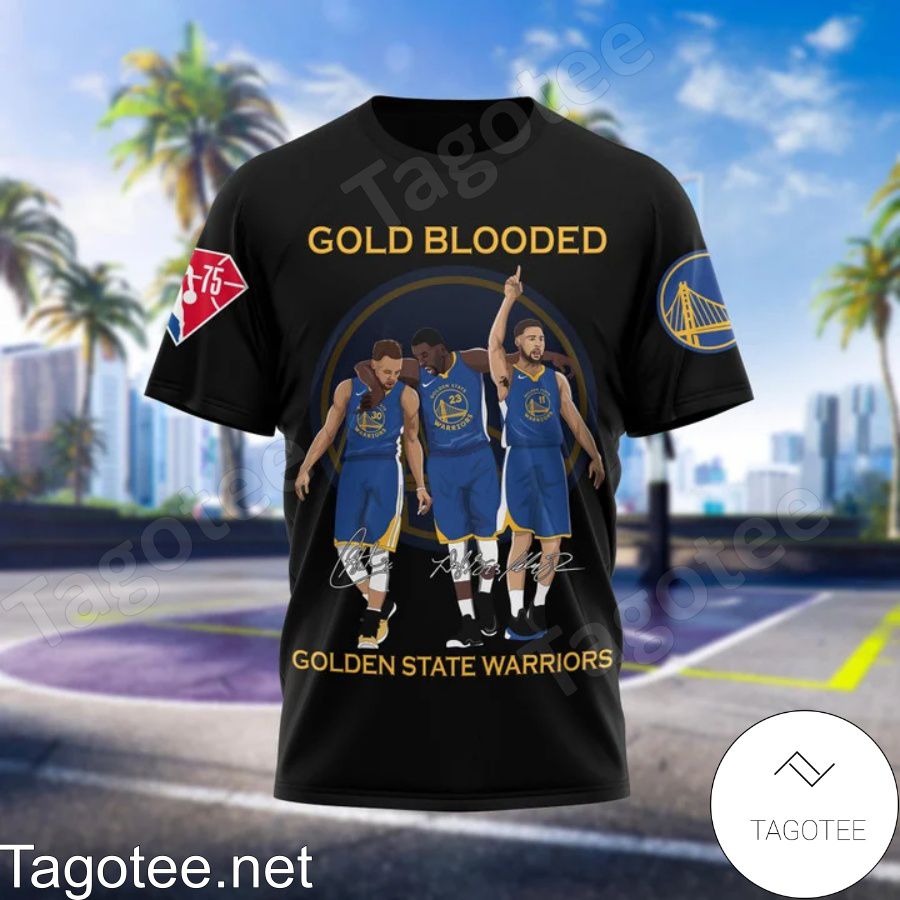 Gold Blooded Golden State Warriors Curry Green And Thompson Signatures 3D Shirt, Hoodie, Sweatshirt