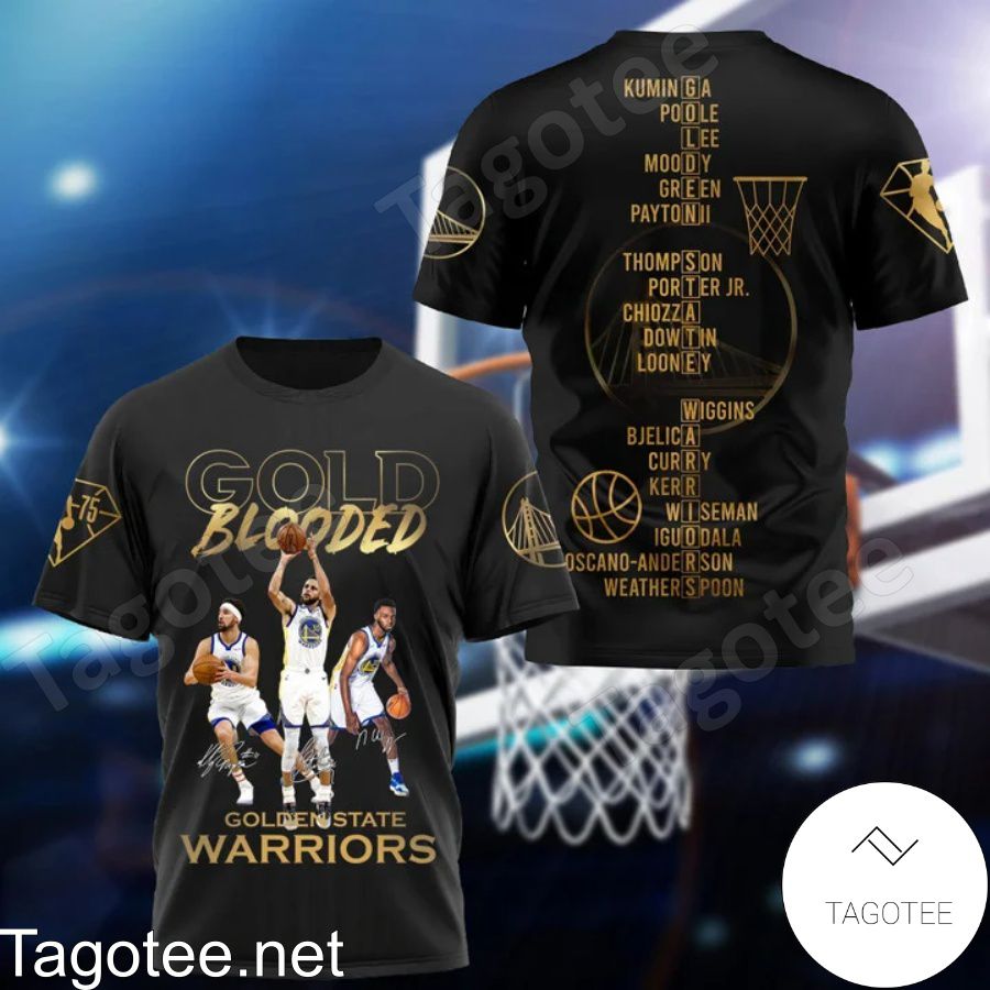 Gold Blooded Golden State Warriors Curry Thompson Wiggins Signatures 3D Shirt, Hoodie, Sweatshirt