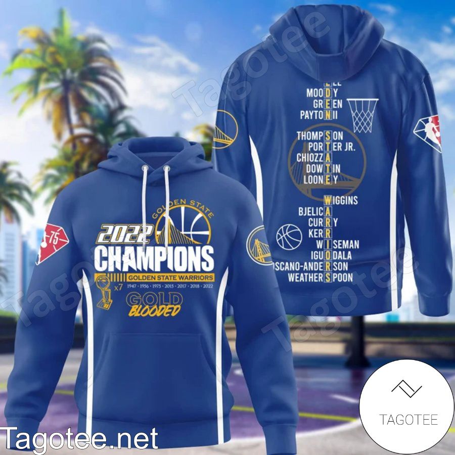Golden state warriors gold blooded five players signatures 2023 t