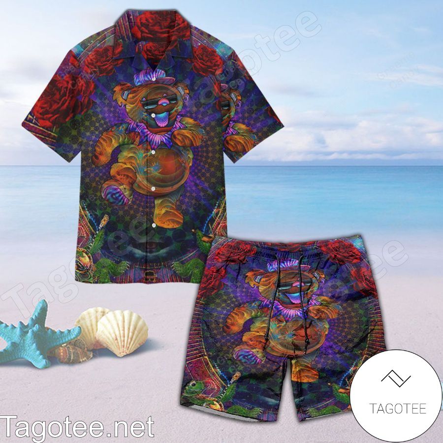 Grateful Dead Bear Hawaiian Shirt And Short
