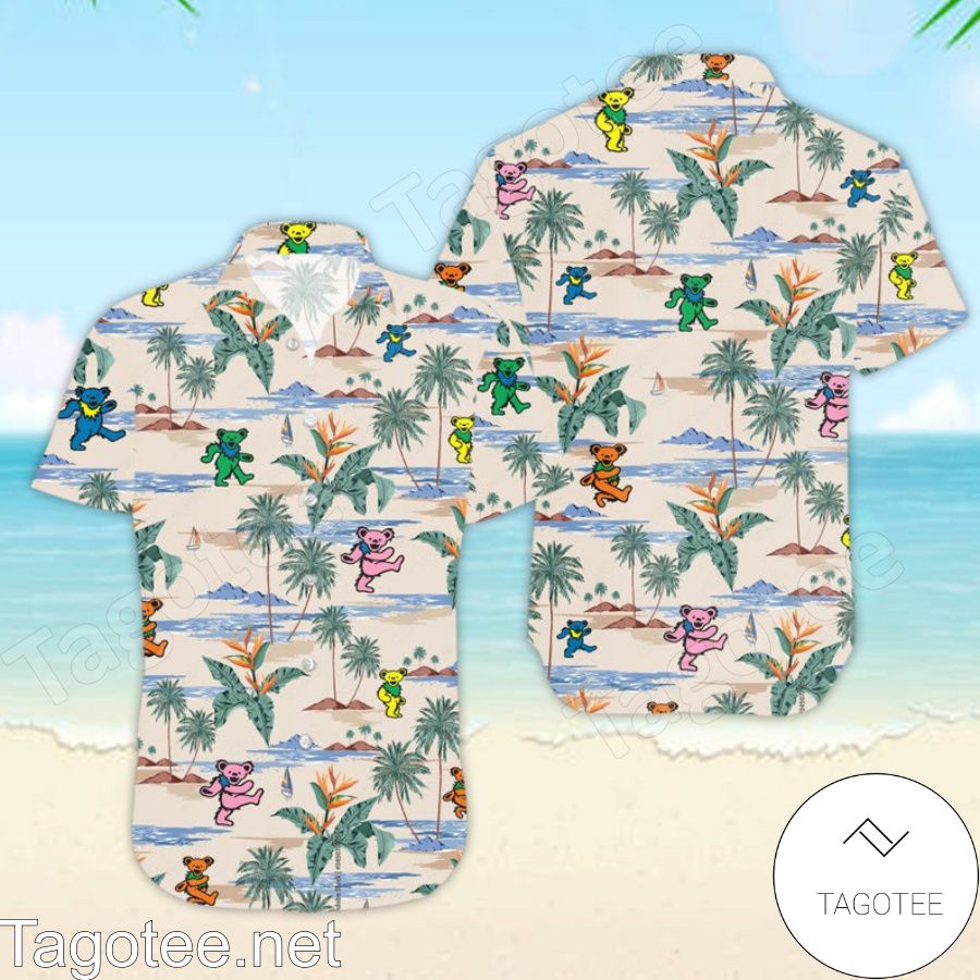 Grateful Dead Dancing Bears Palm Tree Hawaiian Shirt And Short