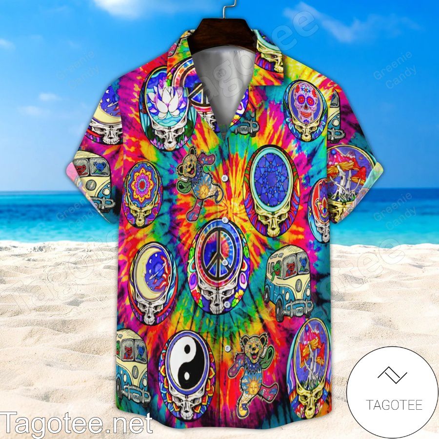 Grateful Dead Hippie Tiedye Hawaiian Shirt And Short
