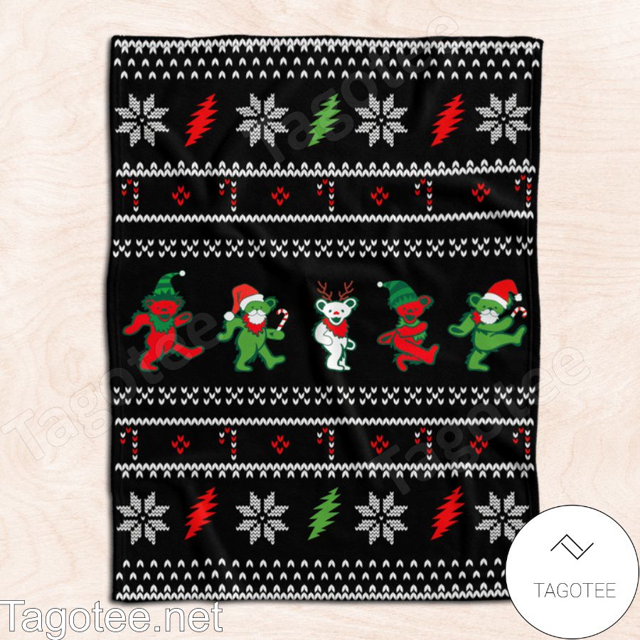 Grateful Dead Jingle Bears Christmas Quilt Blanket a