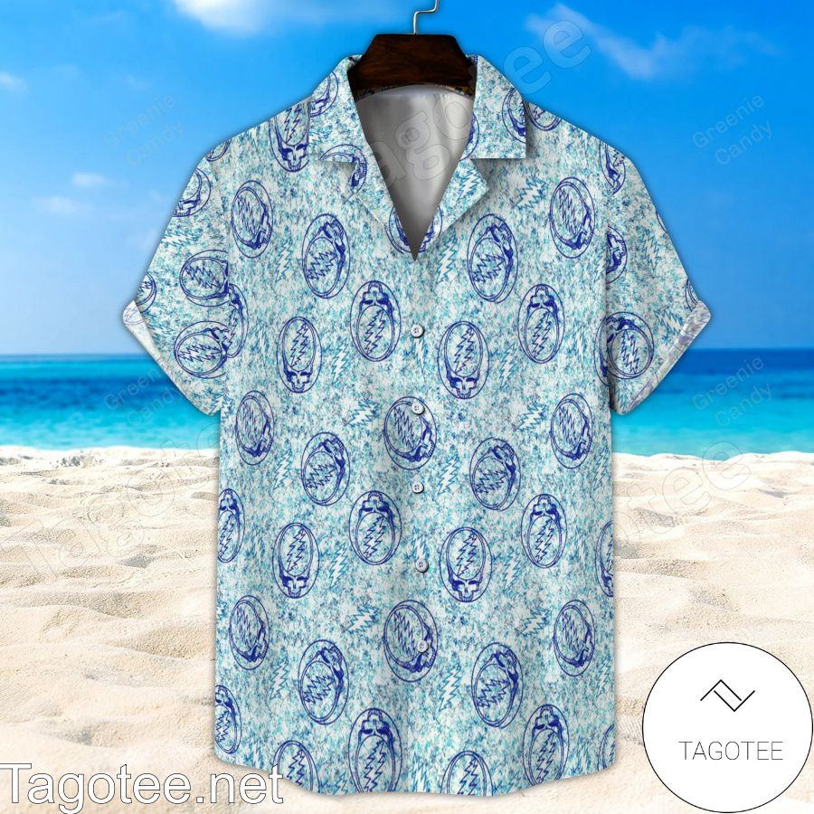 Grateful Dead Seamless Pattern Blue Hawaiian Shirt And Short