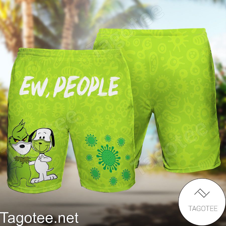 Grinch and Snoopy Ew People Hawaiian Shirt And Short