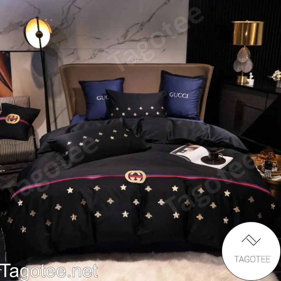 Gucci Bee And Stars Black Luxury Bedding Set
