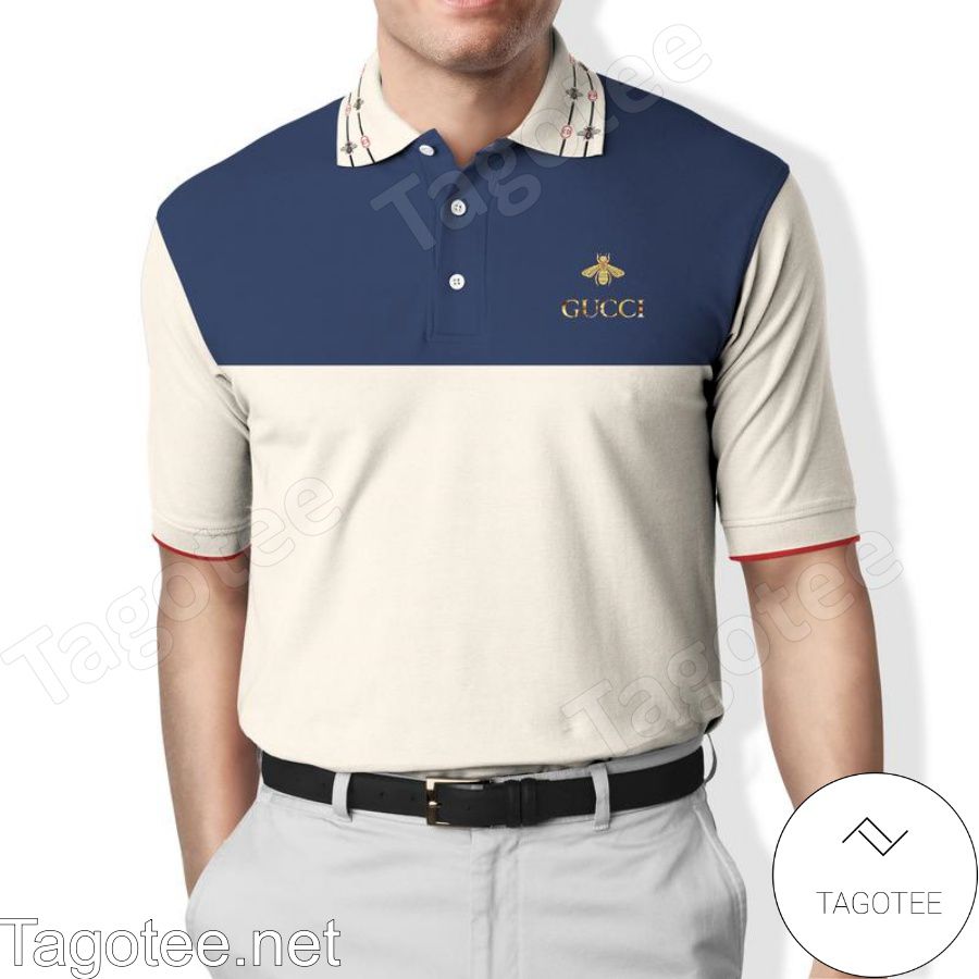 Gucci Bee Navy And Apricot Polo Shirt