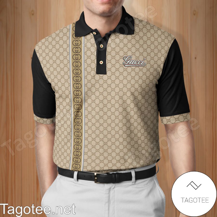 Gucci Beige All Over Print Polo Shirt
