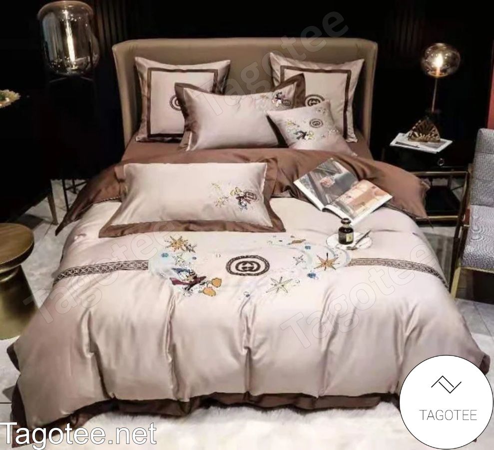 Gucci Beige With Brown Border Luxury Bedding Set