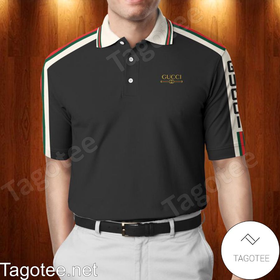 Gucci Black With Color Stripes Polo Shirt