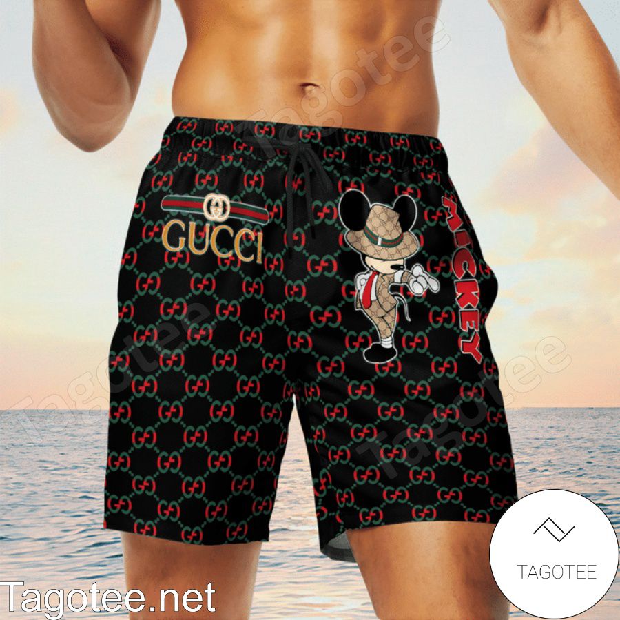 Gucci GG Mickey Mouse Hawaiian Shirt And Beach Shorts c