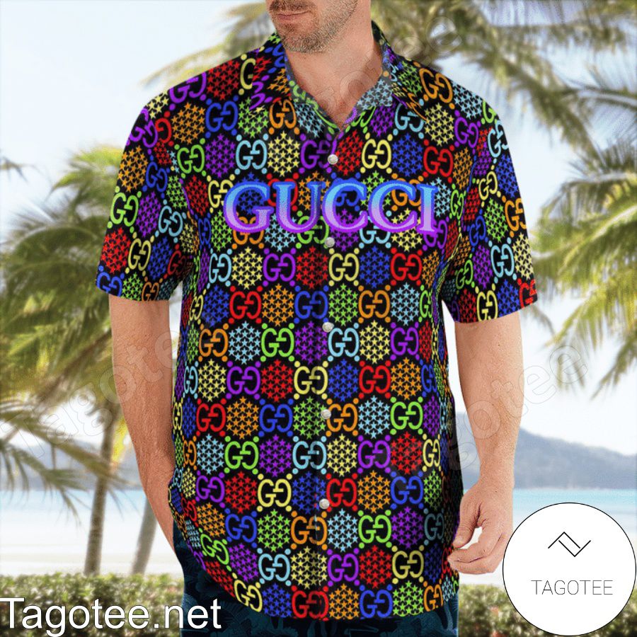 Rating Gucci GG Psychedelic Hawaiian Shirt And Beach Shorts