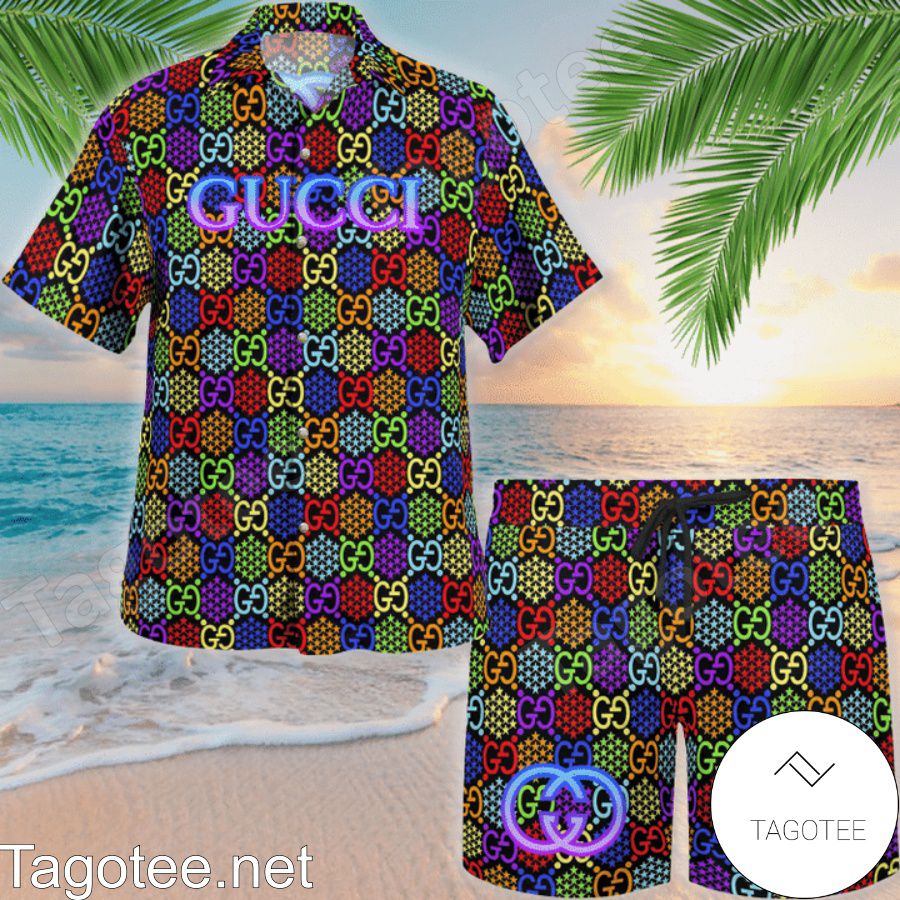 Where To Buy Gucci GG Psychedelic Hawaiian Shirt And Beach Shorts