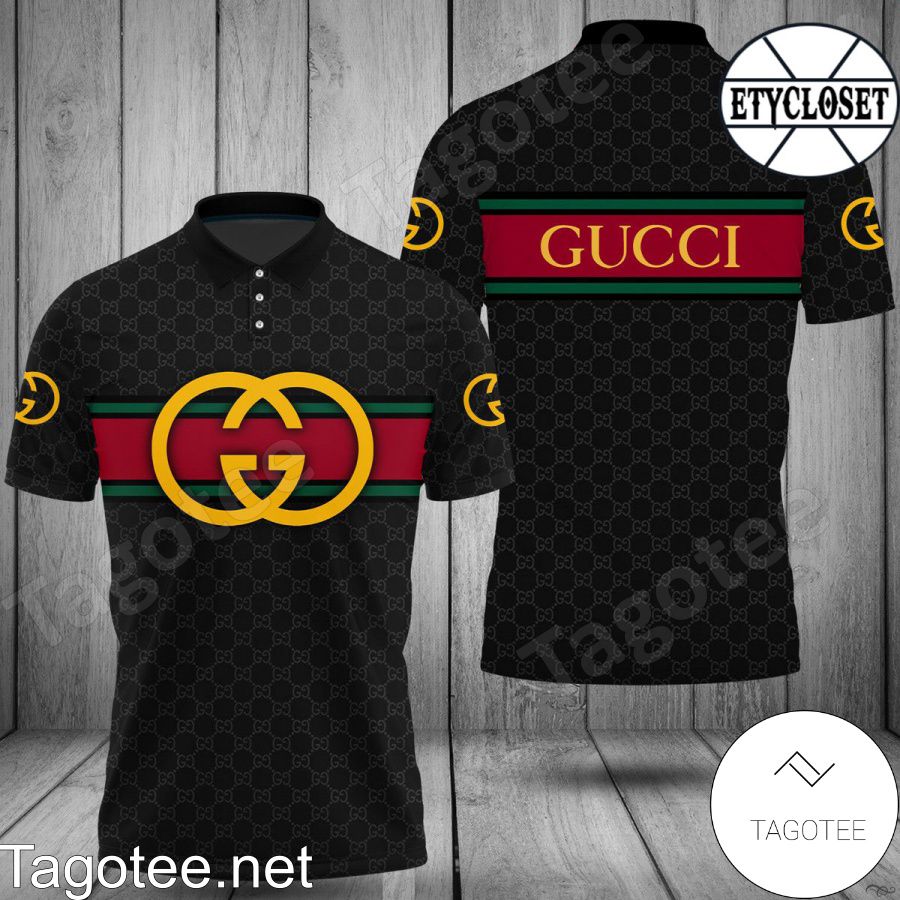 Gucci Luxury Black Monogram Polo Shirt