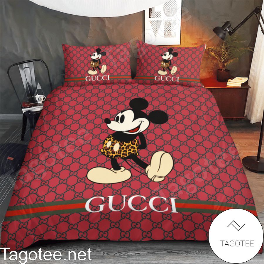 Gucci Mickey Mouse Monogram Red Bedding Set