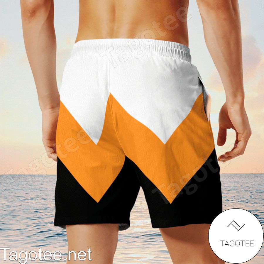 Gucci Orange Black And White Stripes Hawaiian Shirt And Beach Shorts x