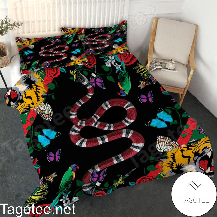 Gucci Snake And Animal Flower Bedding Set