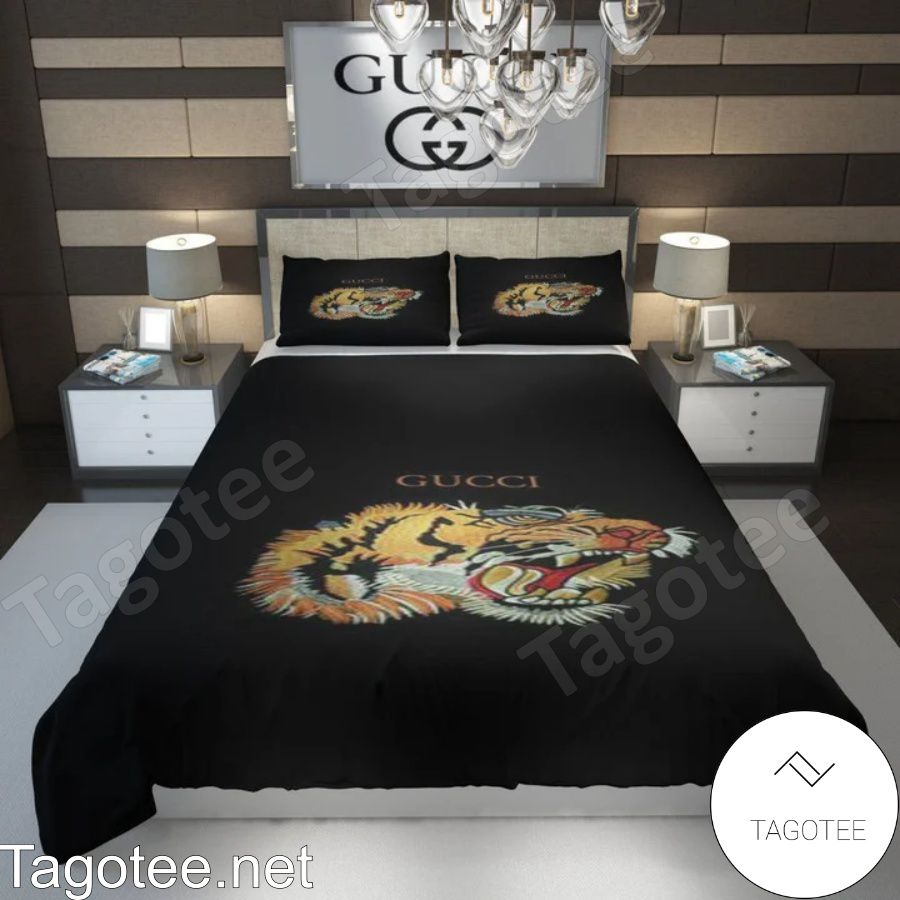 Gucci Tiger Center Black Luxury Bedding Set