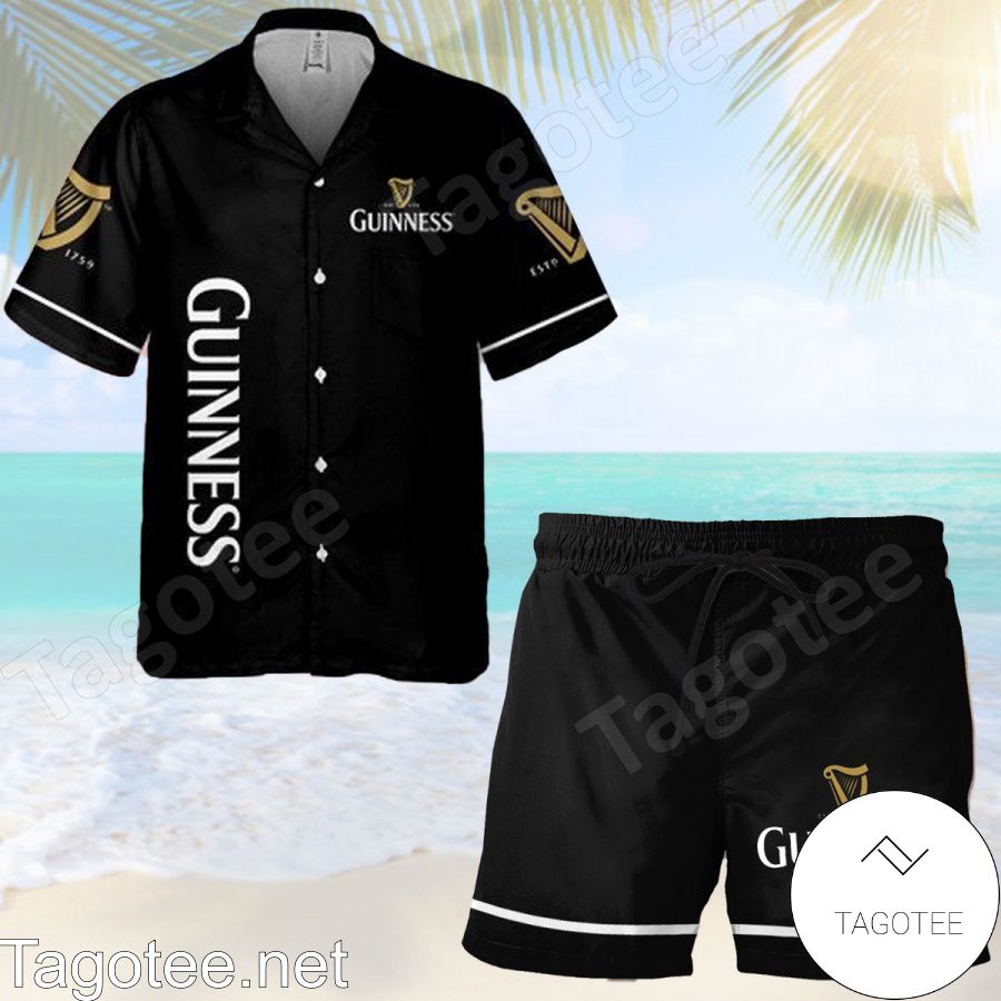 Guinness Beer Combo Black Hawaiian Shirt And Short
