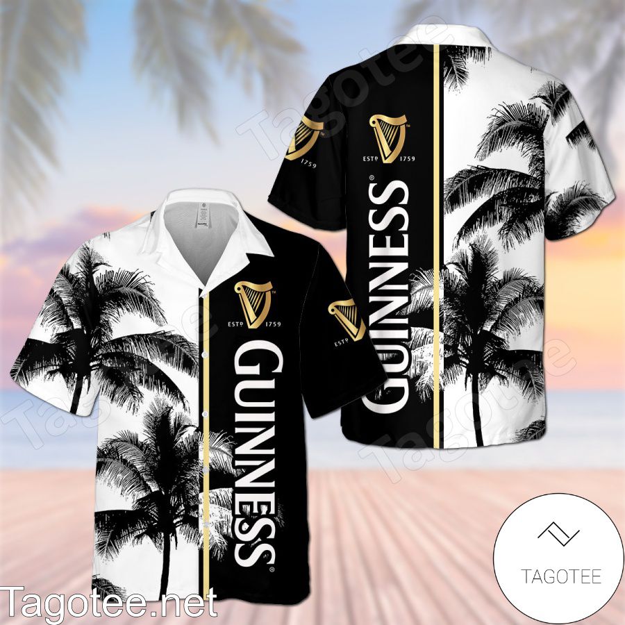 Guinness Beer Palm Tree Black White Hawaiian Shirt And Short