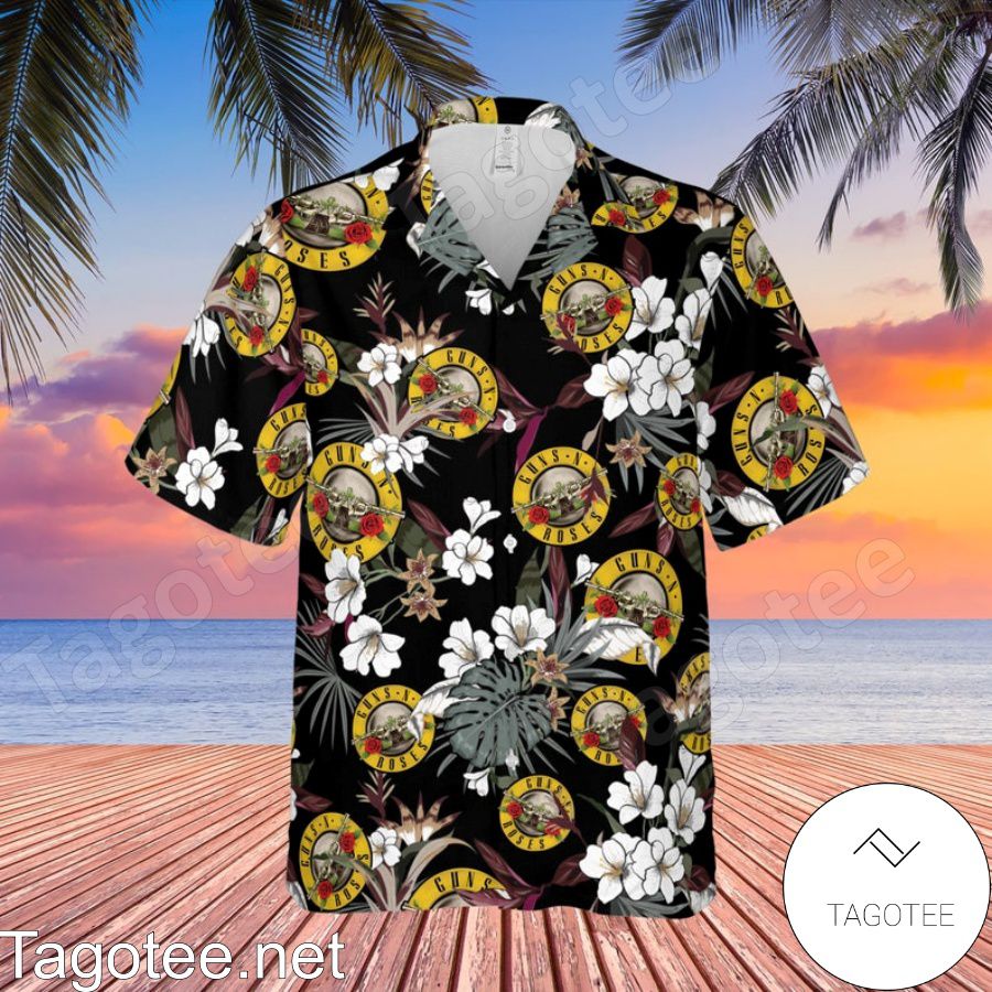 Guns N' Roses Rock Band Tropical Forest Black Hawaiian Shirt And Short