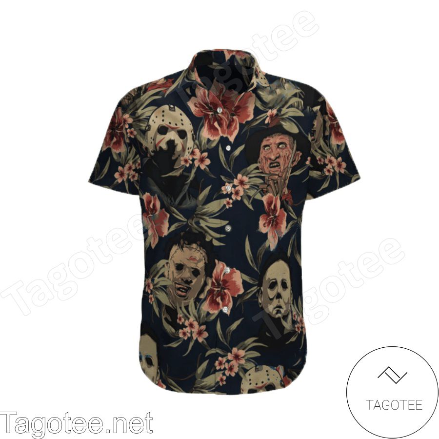 Halloween Horror Movies Floral Pattern Hawaiian Shirt And Short