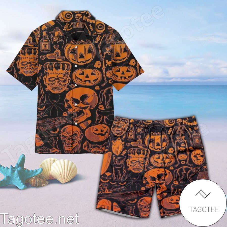 Halloween Pattern Hawaiian Shirt And Short