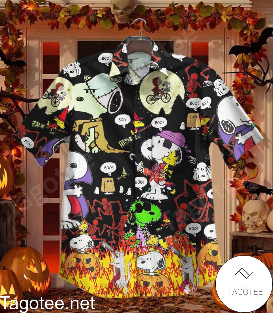 Halloween Snoopy Boo Fire Hawaiian Shirt