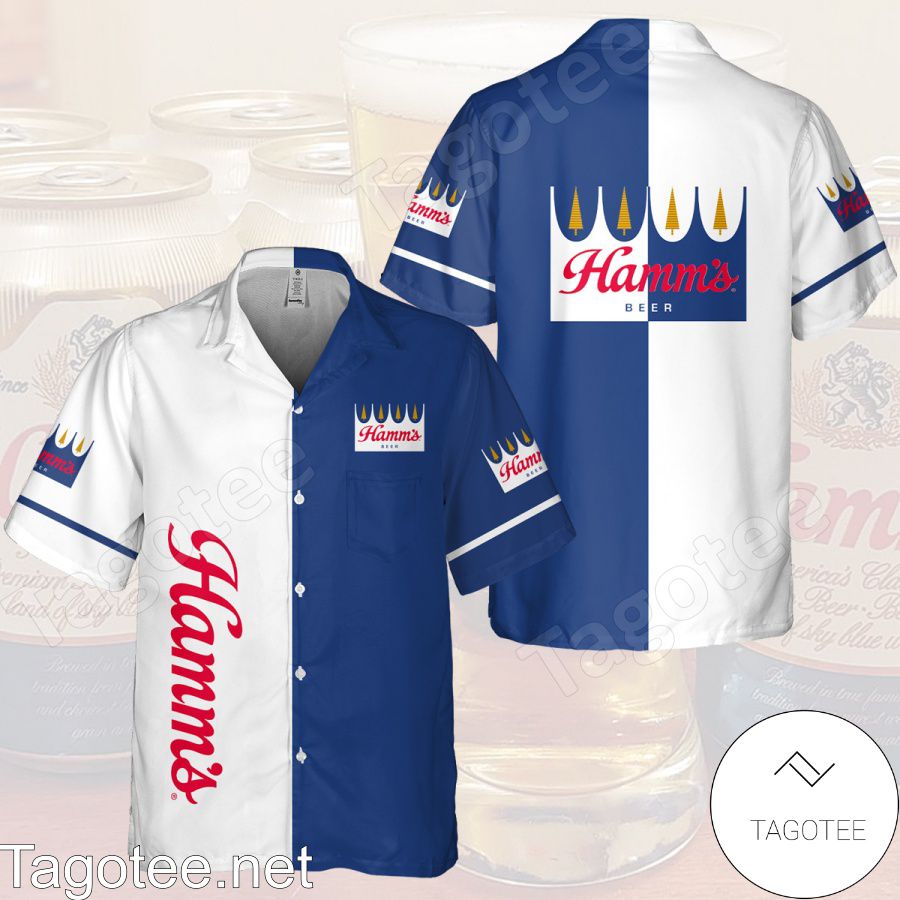 Hamm's Beer White & Blue Hawaiian Shirt And Short