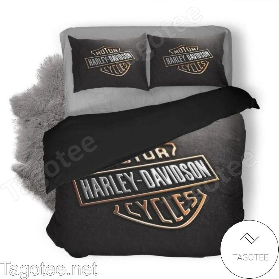 Harley-davidson Motorcycles Logo Black Bedding Set