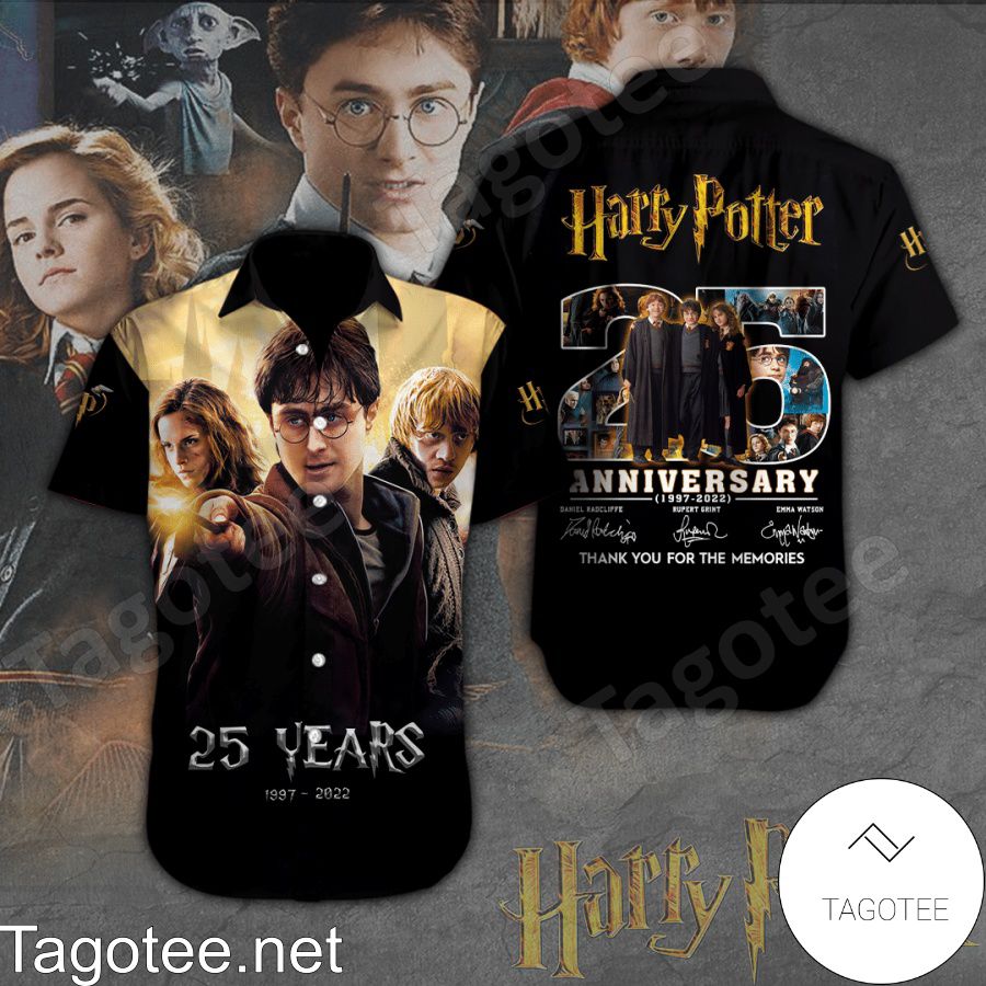Harry Potter Signatures 25 Years Anniversary Black Hawaiian Shirt And Short