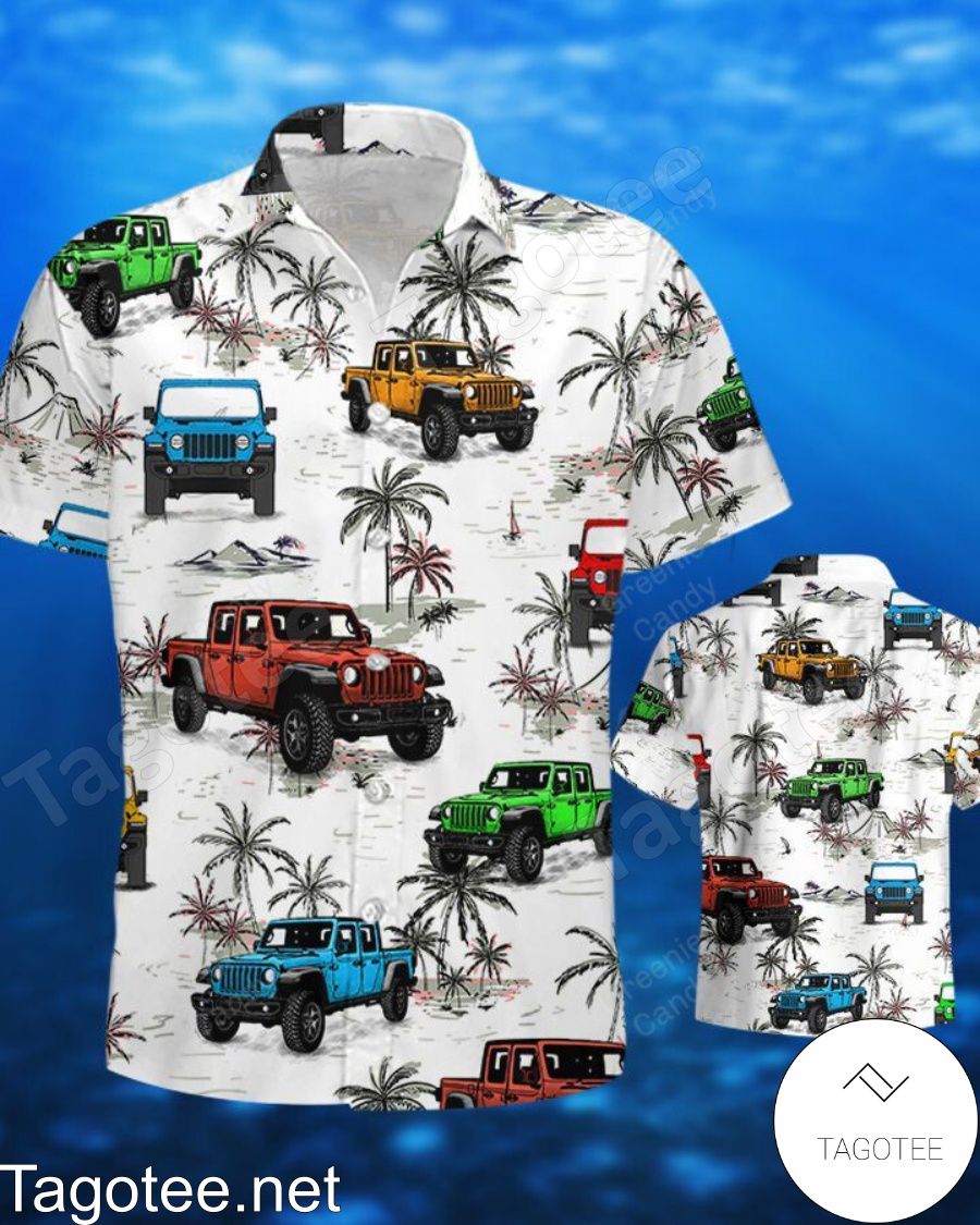 Hawaii Jeep White Hawaiian Shirt And Short