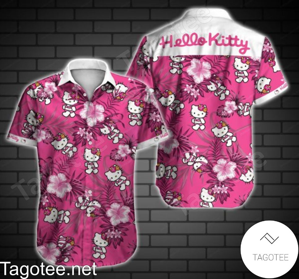 Hello Kitty Tropical Floral Pink Hawaiian Shirt