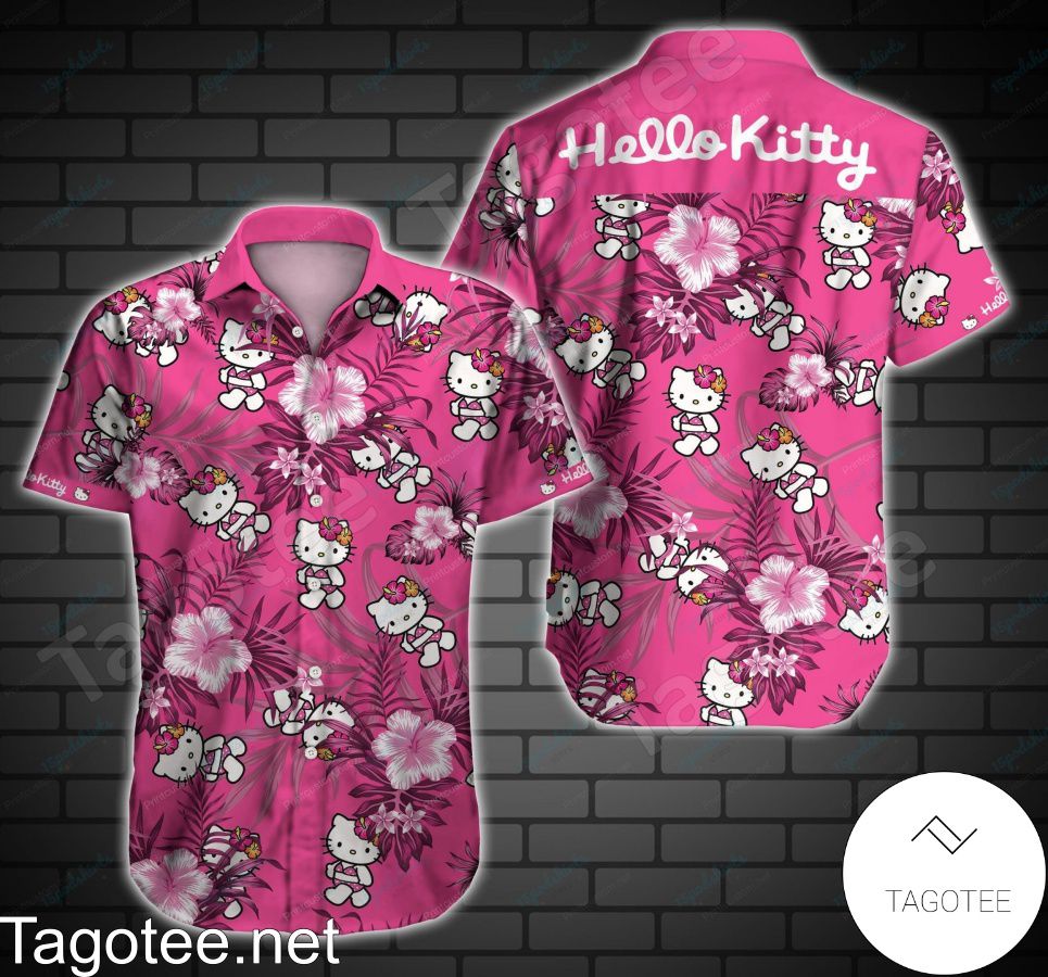 Hello Kitty Tropical Pattern Pink Hawaiian Shirt