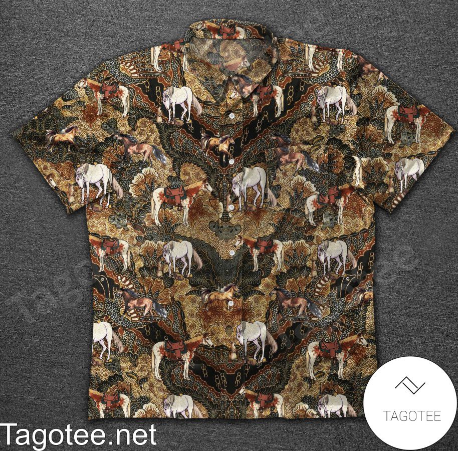 Horse Batik Pattern Hawaiian Shirt