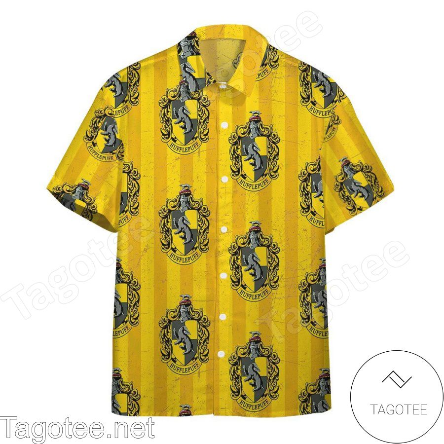 Hufflepuff House Pride Crests Harry Potter Yellow Hawaiian Shirt And Short