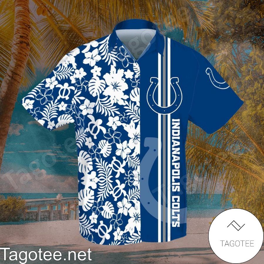 Indianapolis Colts Flowery Navy Hawaiian Shirt And Short