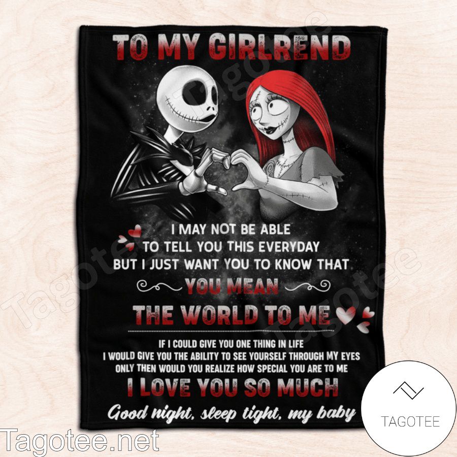 Jack And Sally To My Girlfriend You Mean The World To Me I Love You So Much Quilt Blanket a
