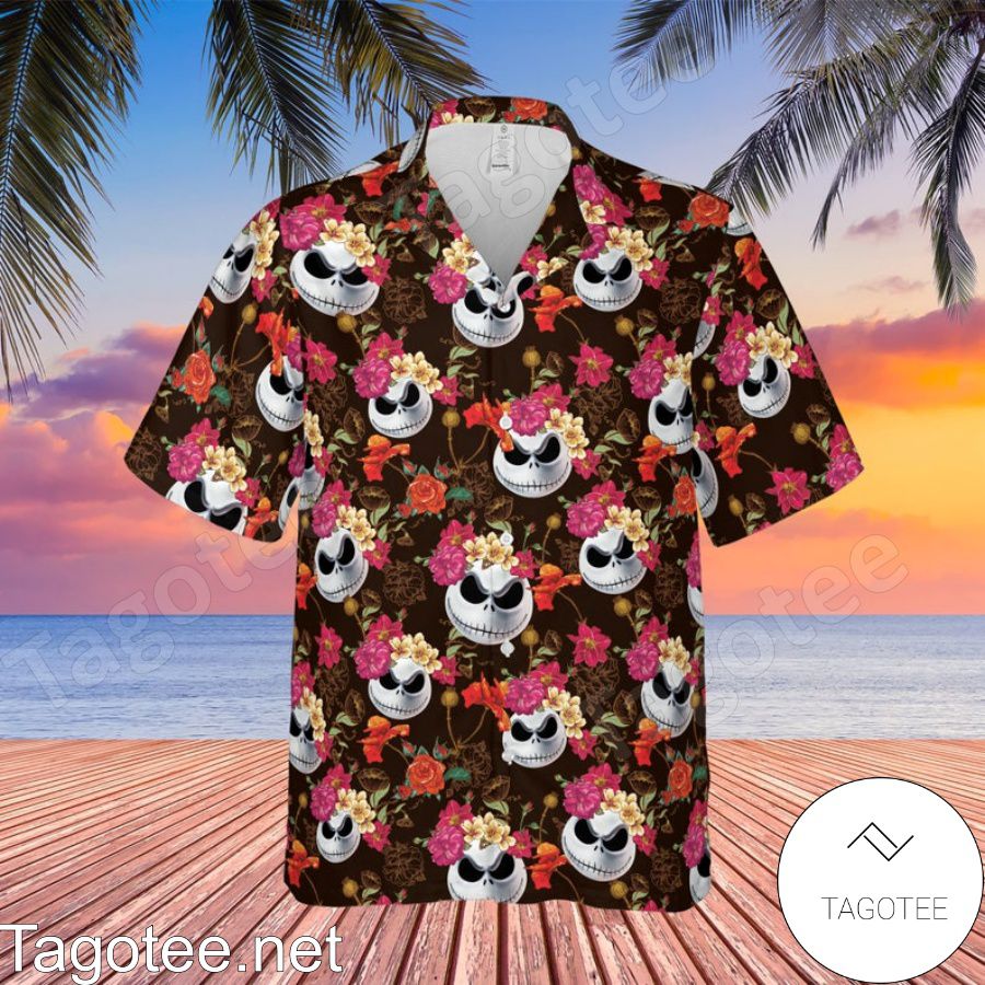 Jack Skellington Disney Floral Pattern Hawaiian Shirt And Short