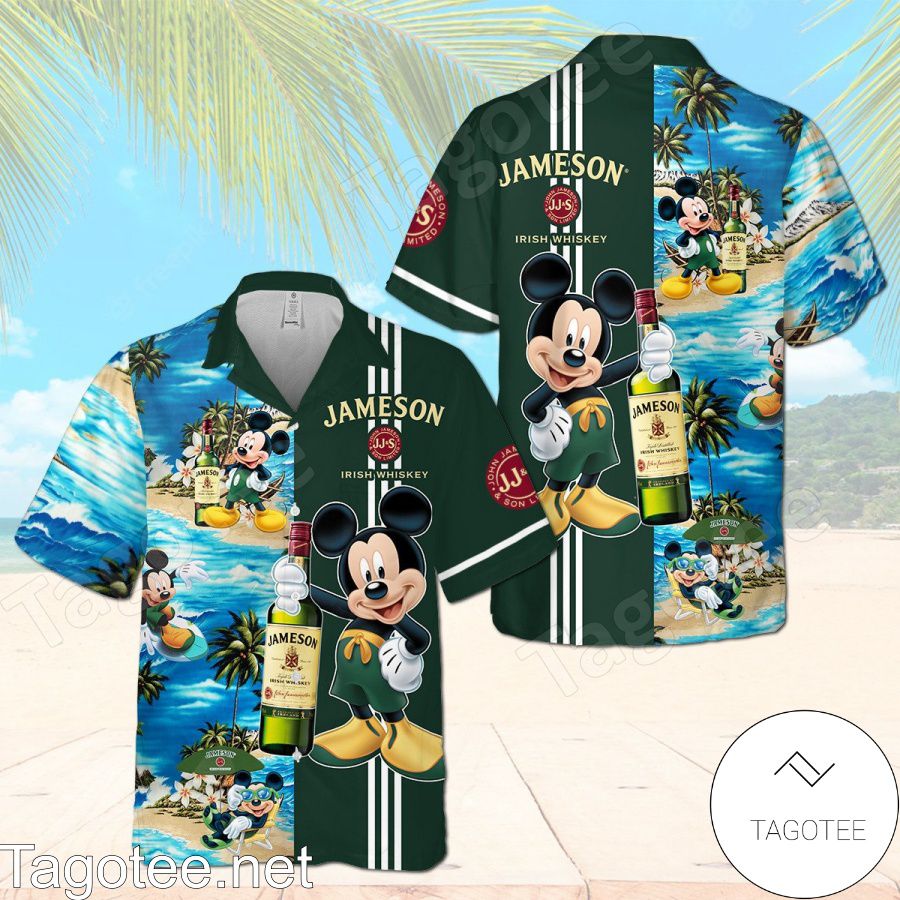 Jameson Irish Whiskey Mickey Mouse Green Hawaiian Shirt And Short