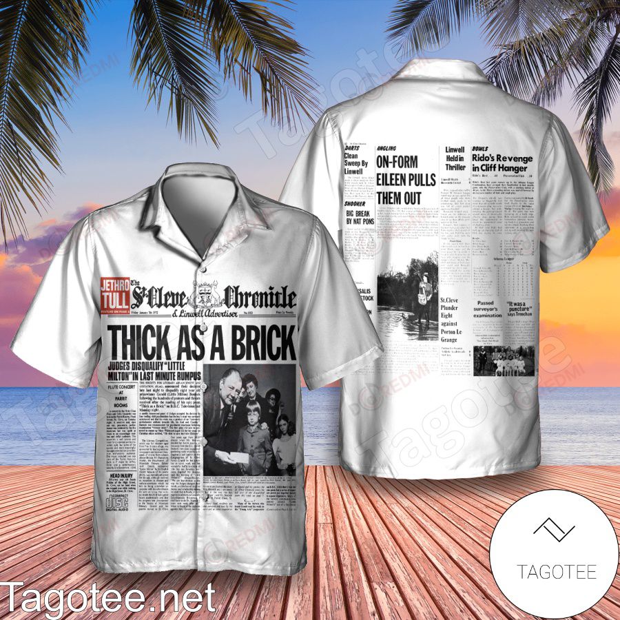 Jethro Tull Thick As A Brick Album Cover White Hawaiian Shirt