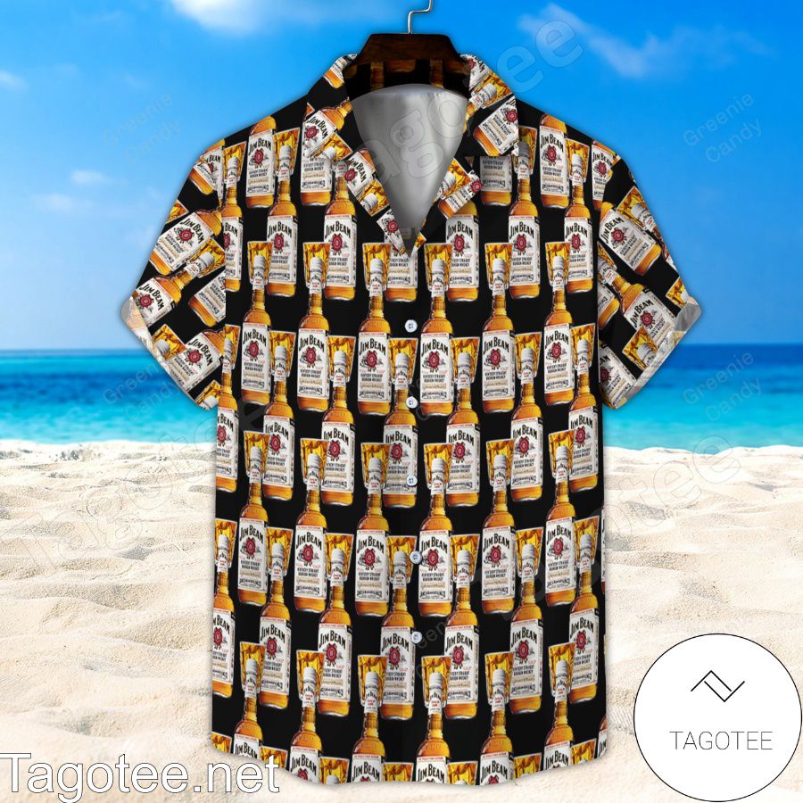 Jim Beam Bottle Seamless Pattern Hawaiian Shirt And Short