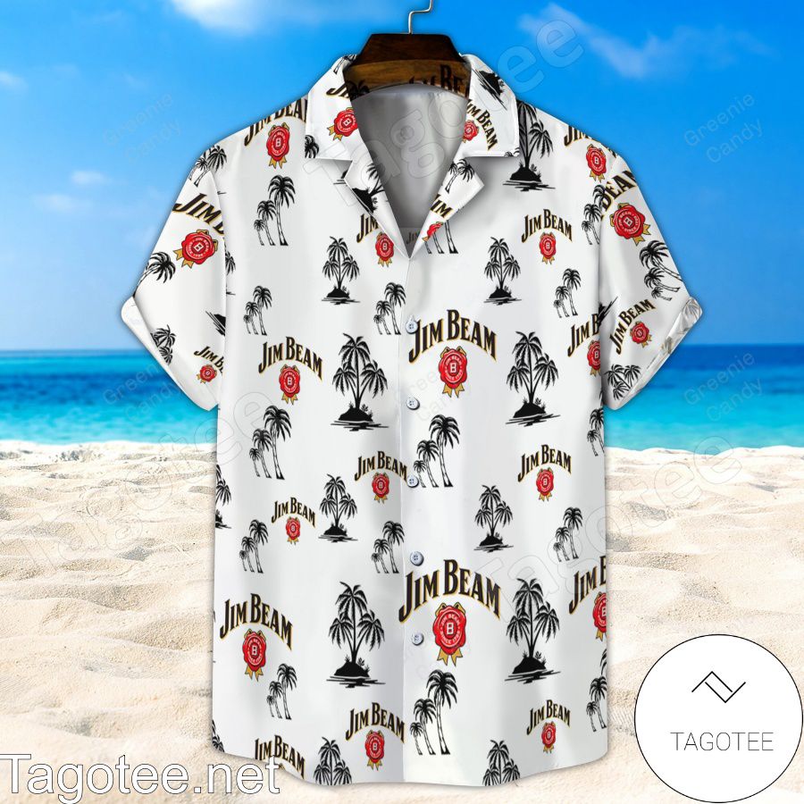 Jim Beam Palm Tree Seamless Pattern Hawaiian Shirt And Short
